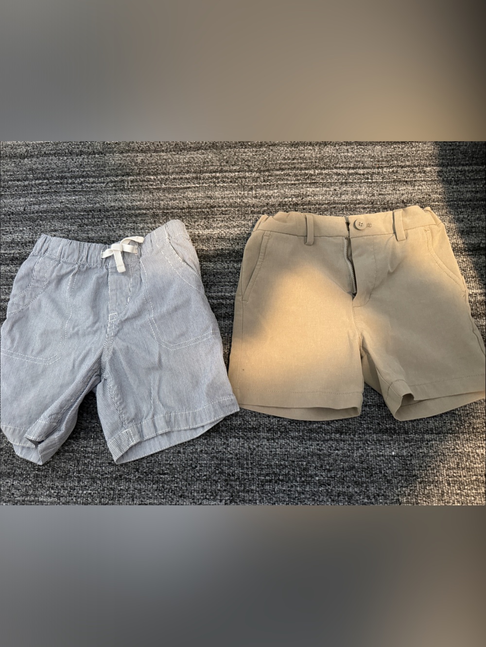 Vineyard Vines Boys Khaki Tan and Gap Light Blue Stripe Shorts